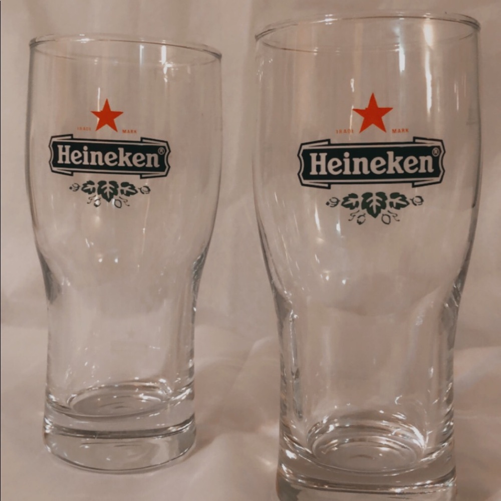 Set of 2 Heineken Red Star Belgian Beer Glasses
